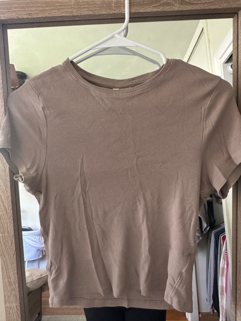 2 H&M Ribbed Long Sleeve Tops in Brown and beige layering tops - Picture 3 of 13